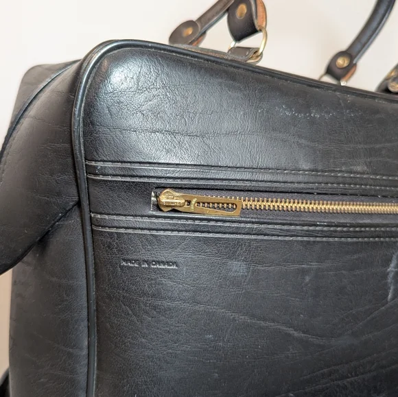 Vintage Made in Canada Leather Doctor Style Bag Briefcase 1950s 1960s - Picture 9 of 16